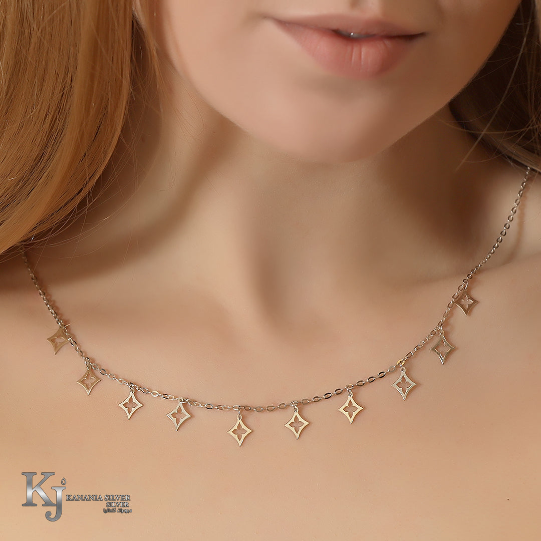 925 Sterling Silver Two-Tone Quatrefoil Choker – Gold Plated Star Monogram Charm Protection Station Necklace