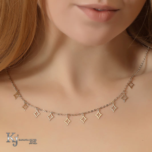925 Sterling Silver Two-Tone Quatrefoil Choker – Gold Plated Star Monogram Charm Protection Station Necklace