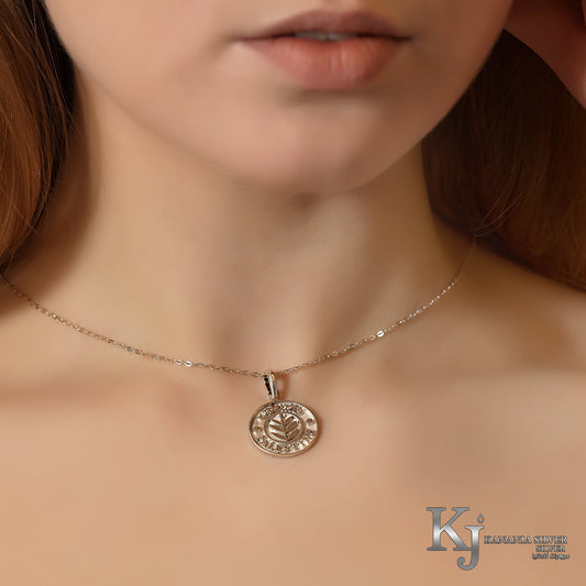 925 Sterling Silver Antique Palestine Coin Necklace – Vintage Engraved Olive Branch Medallion Heritage Pendant